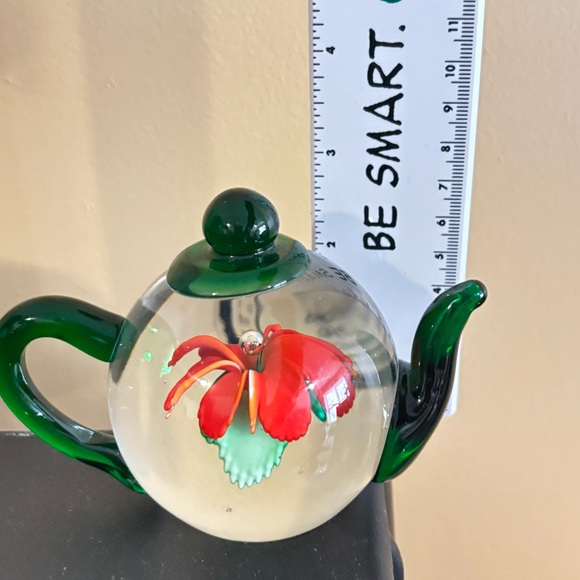 Dynasty Gallery Flower Teapot Heirloom Collectibles Handblown Art Glass Weight - Picture 7 of 9